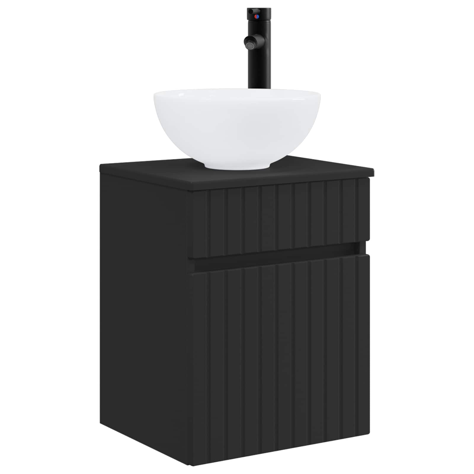 Visoka umivalnik s police Črna 39 x 35 x 63 cm Inženirski les - slika 2