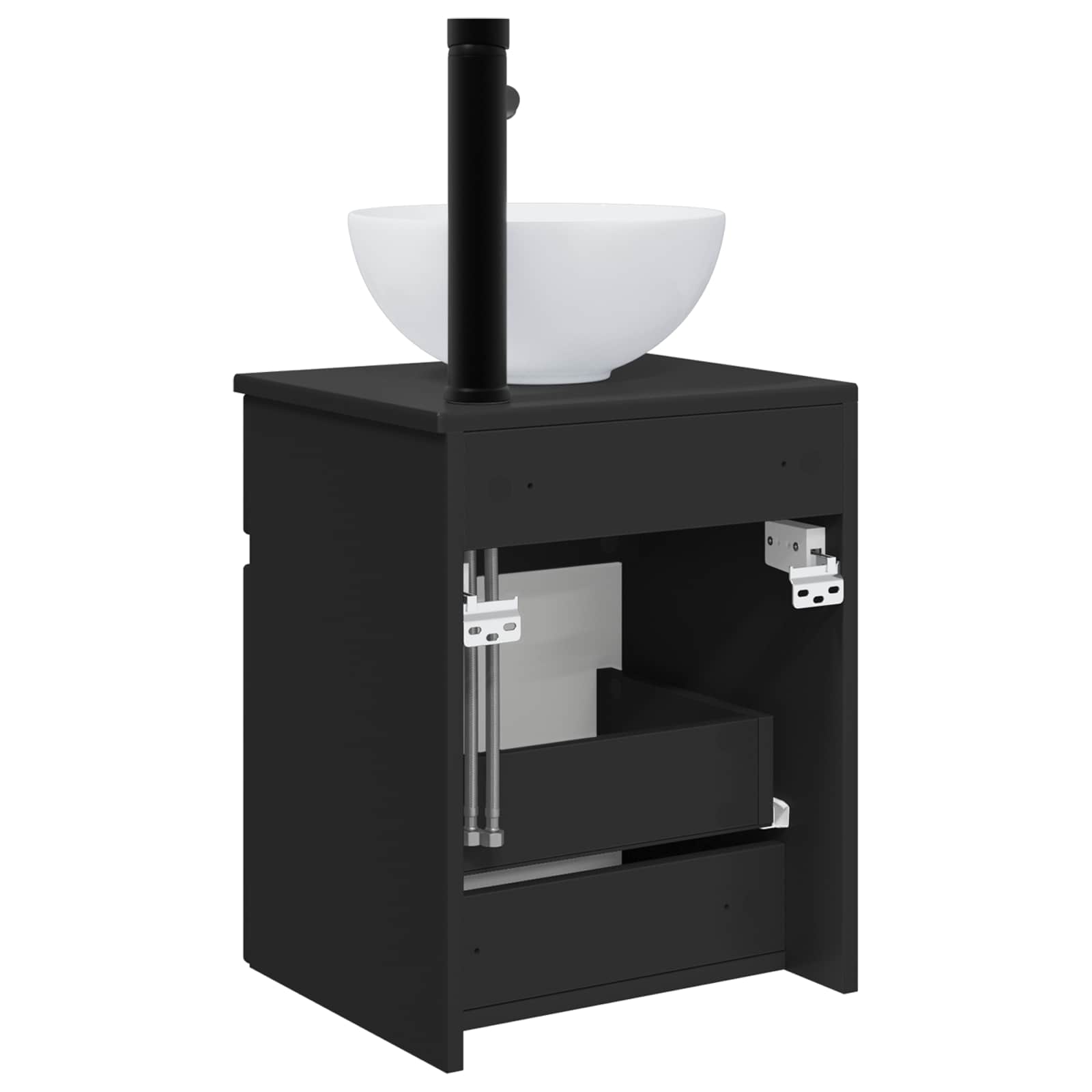 Visoka umivalnik s police Črna 39 x 35 x 63 cm Inženirski les - slika 4