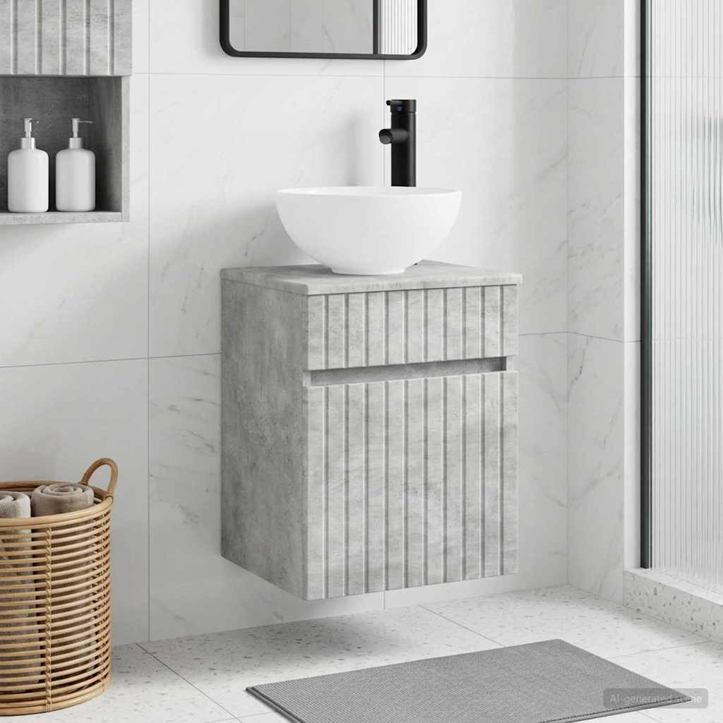 vidaXL Chiuvetă de baie suspendată Gri Beton 39 x 41 x 64,5 cm