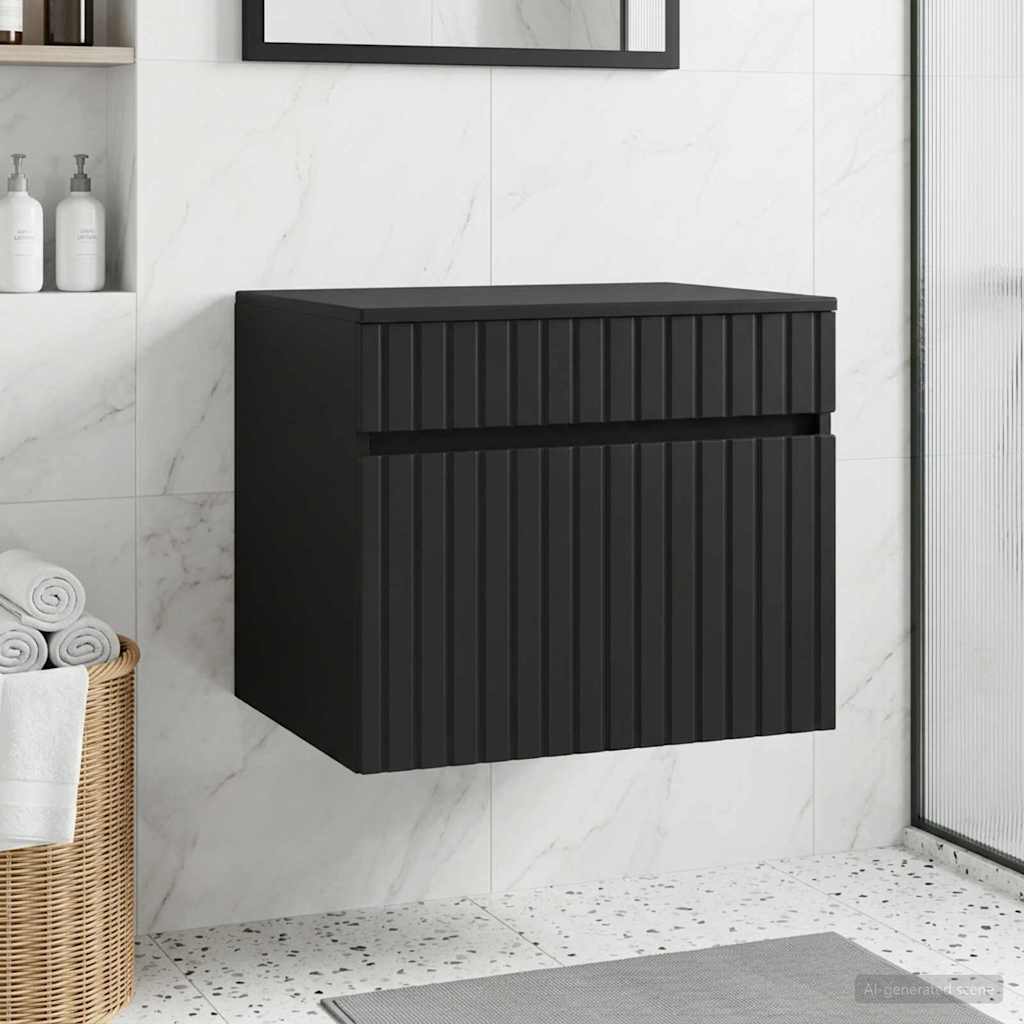 vidaXL Dulap Bathroom Montat pe Perete Negru 59 x 44,5 x 50 cm