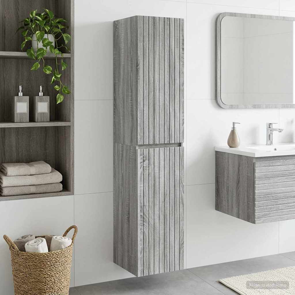 vidaXL Dulap Bathroom Montat pe Perete Sonoma gri 33 x 34,5 x 160 cm