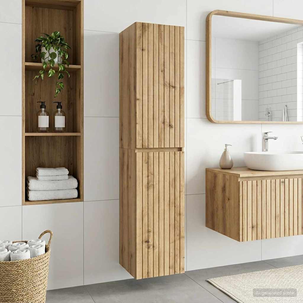 vidaXL Väggmonterat Badrumsskåp Artisan-ek 33 x 34,5 x 160 cm