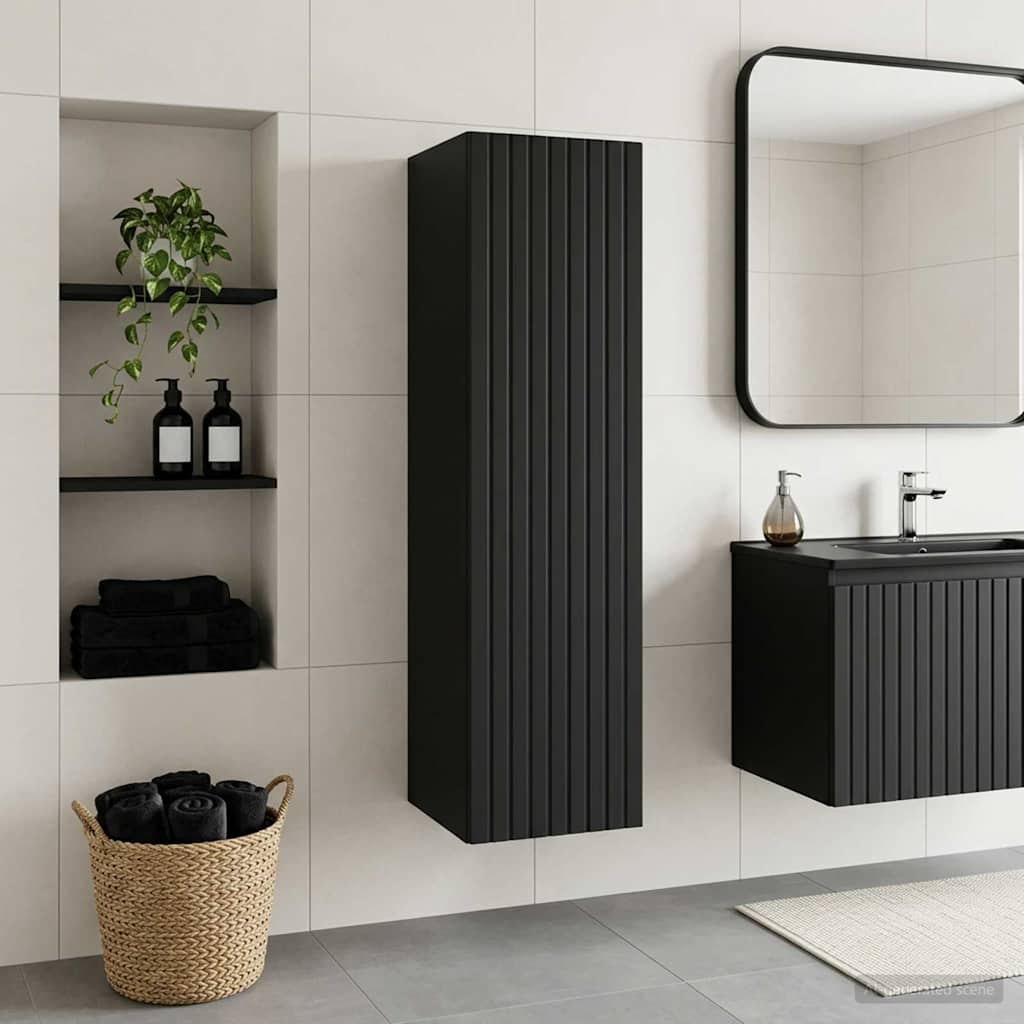 vidaXL Dulap Bathroom Montat pe Perete Negru 33 x 34,5 x 100 cm