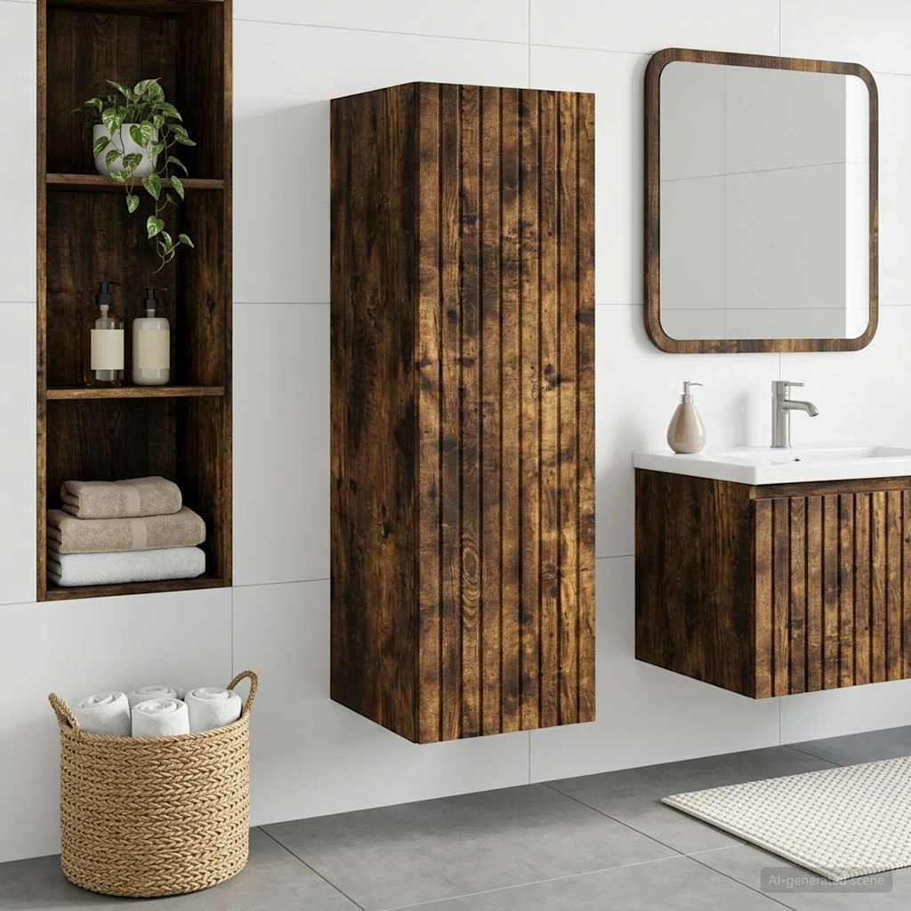 vidaXL Dulap Bathroom Montat pe Perete Stejar fumuriu