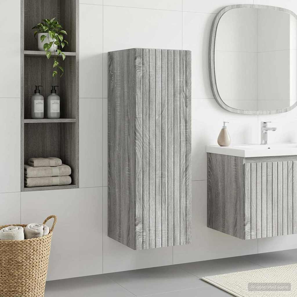 vidaXL Dulap Bathroom Montat pe Perete Sonoma gri 33 x 34,5 x 60 cm