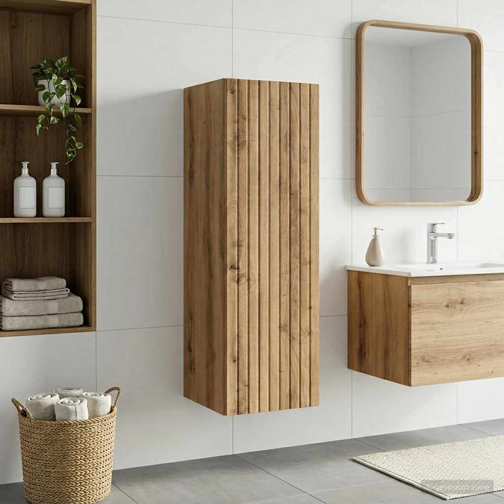 vidaXL Dulap Bathroom Montat pe Perete Stejar Artizanal