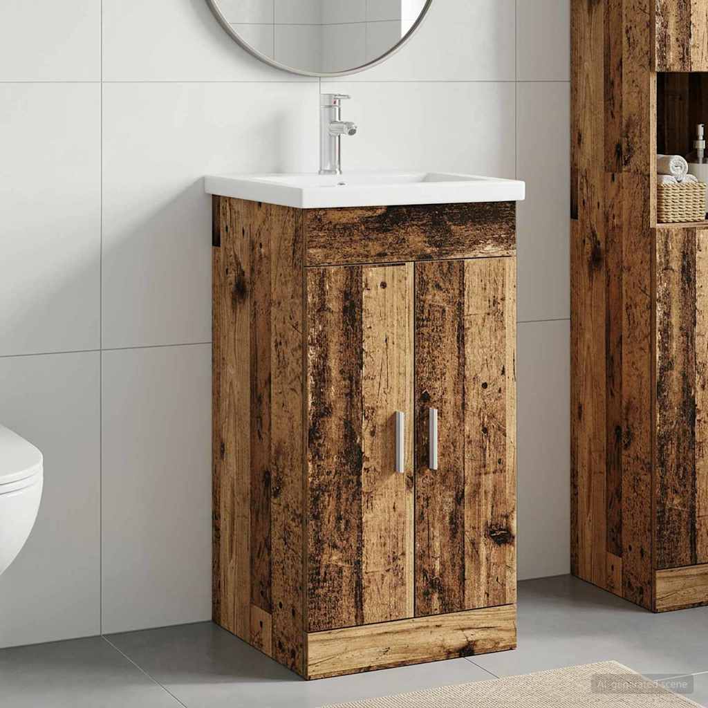 Badkamermeubel met Wasbak Oud hout 42 x 40 x 84,5 cm