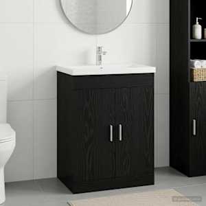 Kopalniški kabinet pod umivalnikom Črni hrast 56 x 37,5 x 81 cm