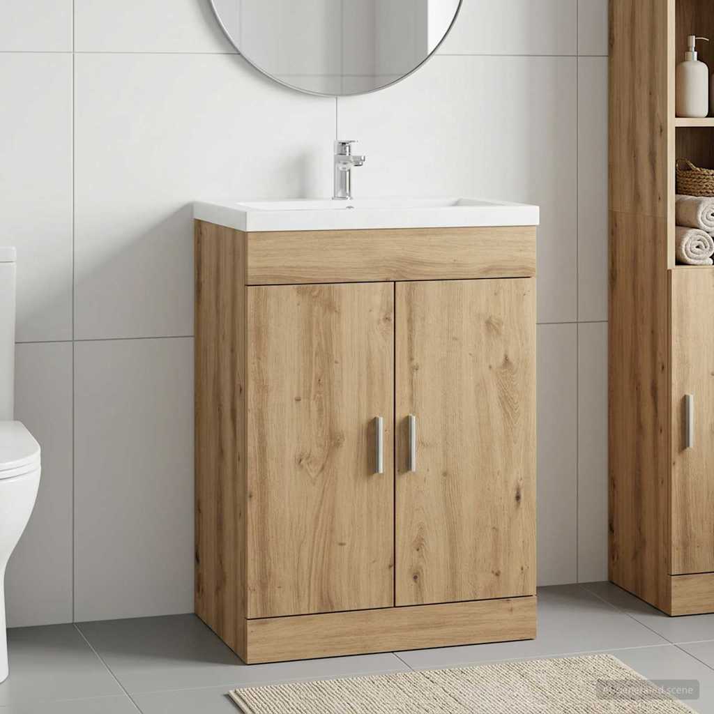 vidaXL Badrum Under Diskbänk Skåp Artisan-ek 56 x 37,5 x 81 cm