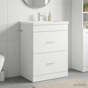 Kopalniški kabinet pod umivalnikom Bela 56 x 37,5 x 81 cm