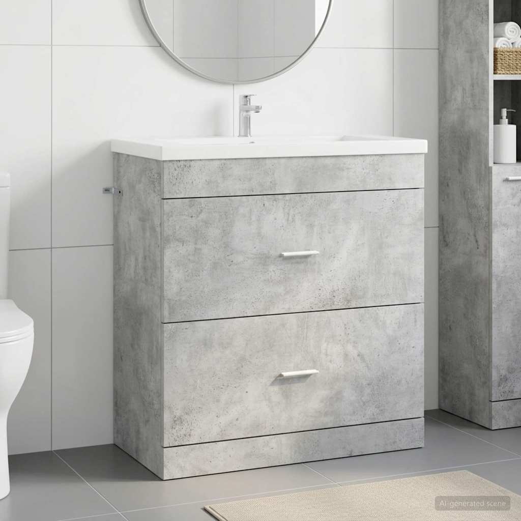 vidaXL Kylpyhuoneen allaskaappi Betoninharmaa 78,5 x 37,5 x 81 cm