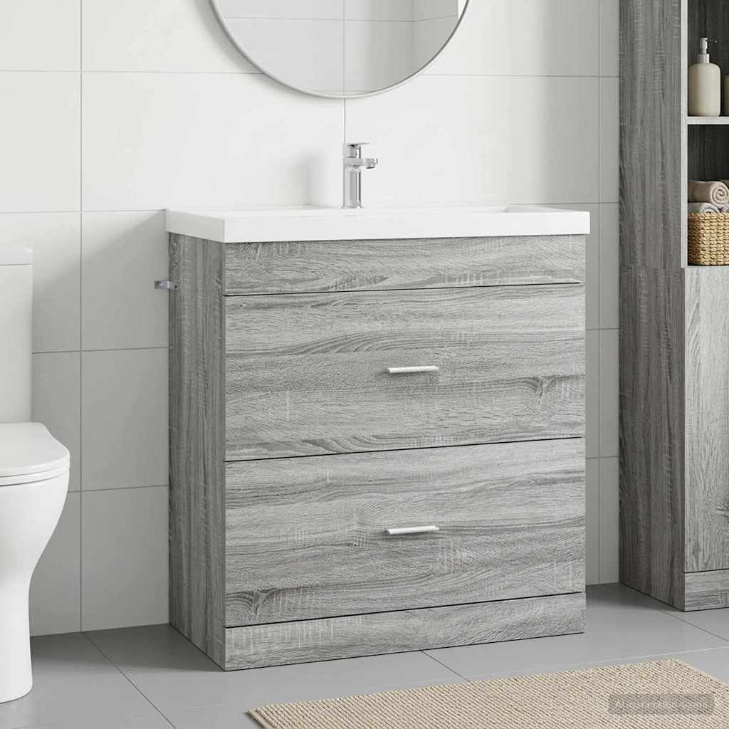 vidaXL Kylpyhuoneen allaskaappi Harmaa Sonoma 78,5 x 37,5 x 81 cm