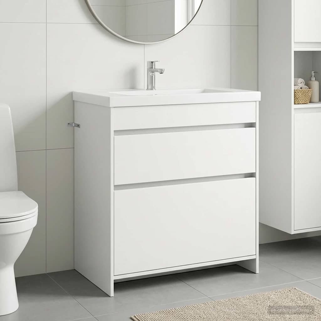 vidaXL Dulap sub chiuvetă pentru baie Alb 78,5 x 37,5 x 81 cm