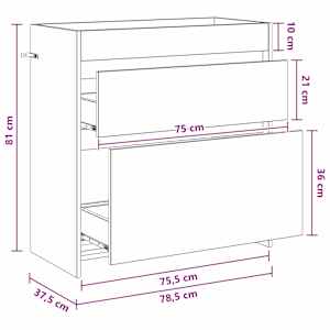 Koupelnová skříňka pod umyvadlo Černý dub 78,5 x 37,5 x 81 cm - obrázek 7