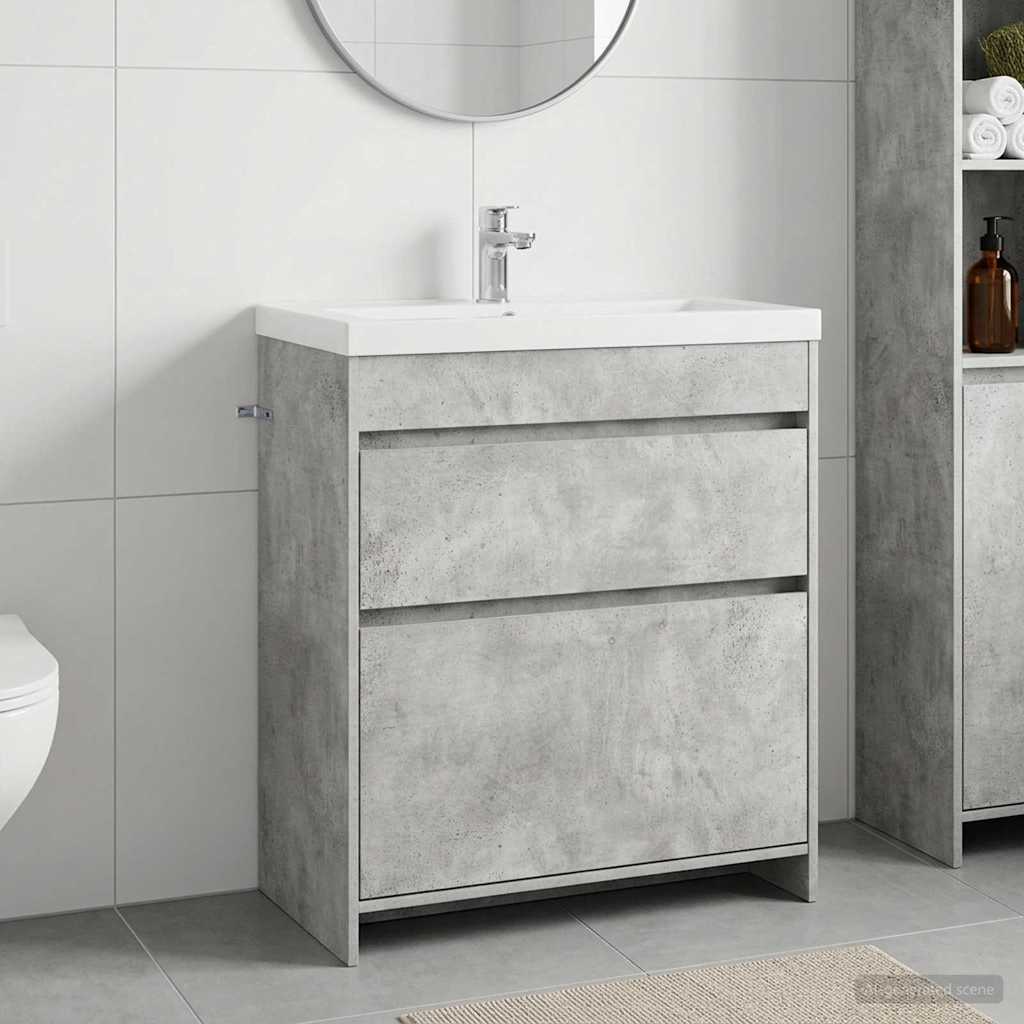 vidaXL Dulap sub chiuvetă pentru baie Gri Beton 78,5 x 37,5 x 81 cm