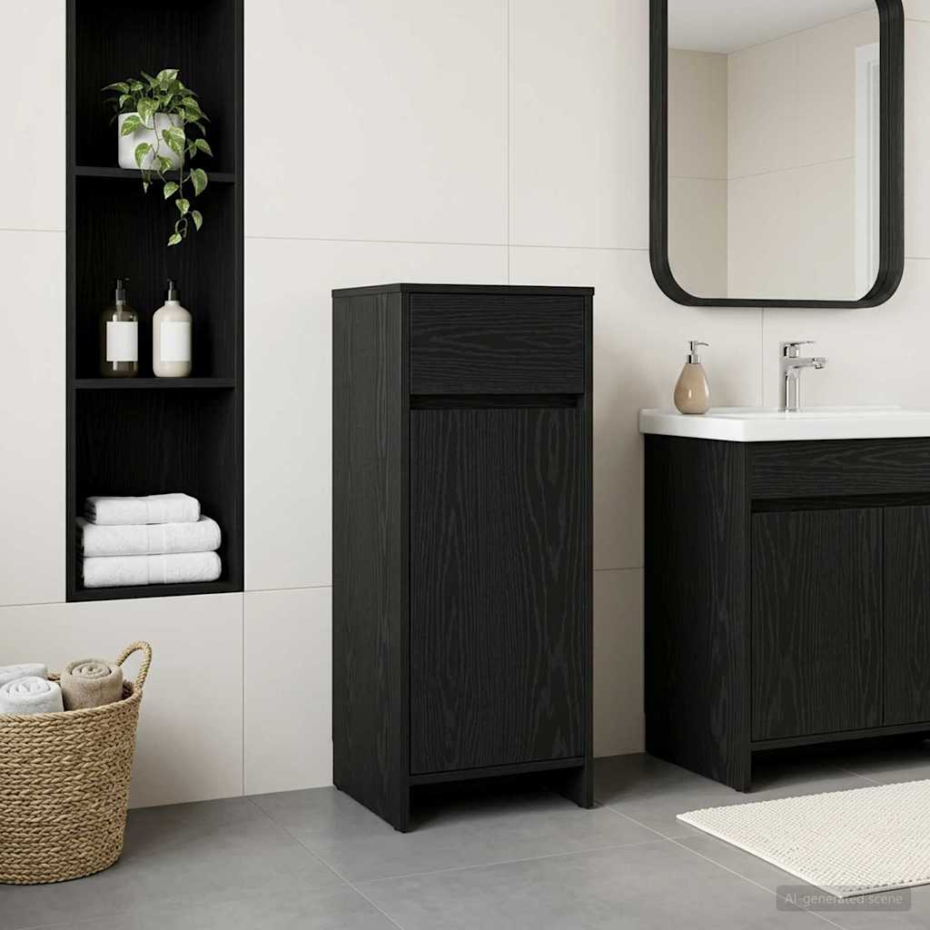 vidaXL Dulap de Baie Stejar Negru 35 x 36,5 x 85 cm Lemn prelucrat