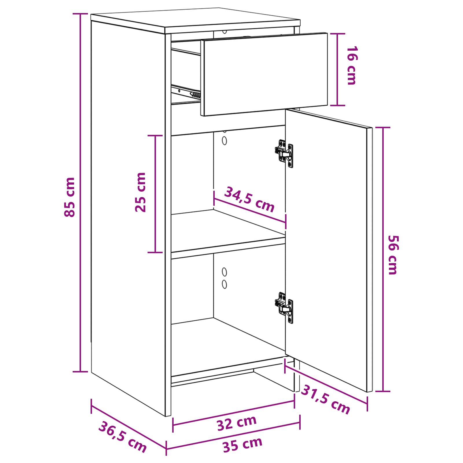 vidaXL Badezimmerschrank Artisan-Eiche 35 x 36,5 x 85 cm Holzwerkstoff – Bild 8