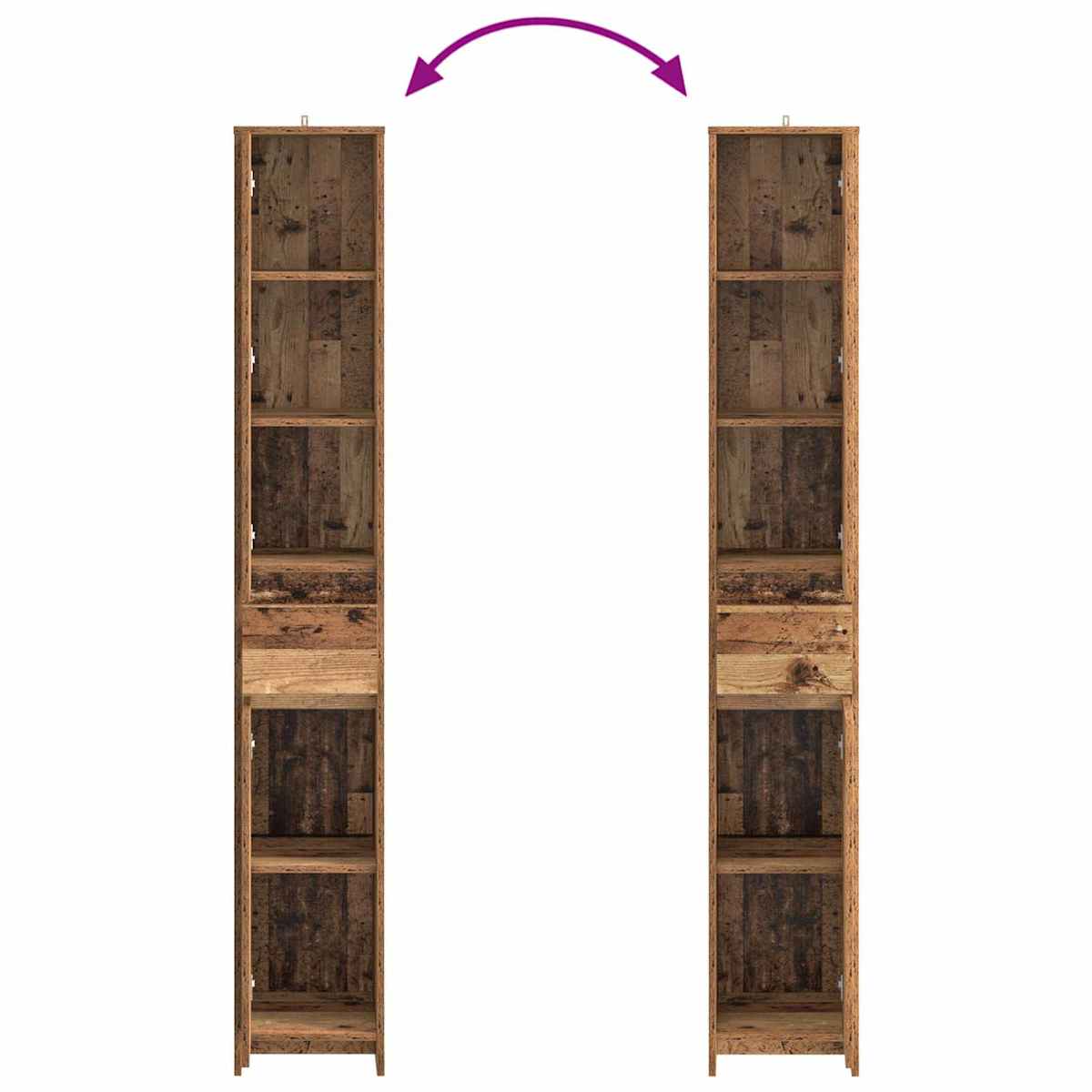 Badeværelsesskab 30 x 33 x 190 cm Konstrueret træ - Billede 7