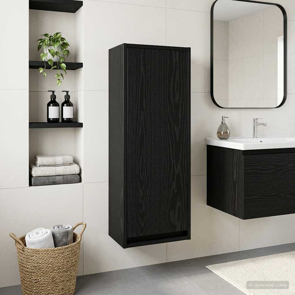 vidaXL Chiuvetă de baie suspendată Stejar Negru 35 x 20 x 81 cm