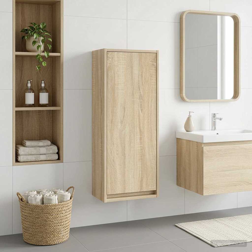 vidaXL Chiuvetă de baie suspendată Stejar Sonoma 35 x 20 x 81 cm