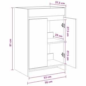 Koupelnová skříňka pod umyvadlo Černý dub 56 x 37,5 x 81 cm - obrázek 7