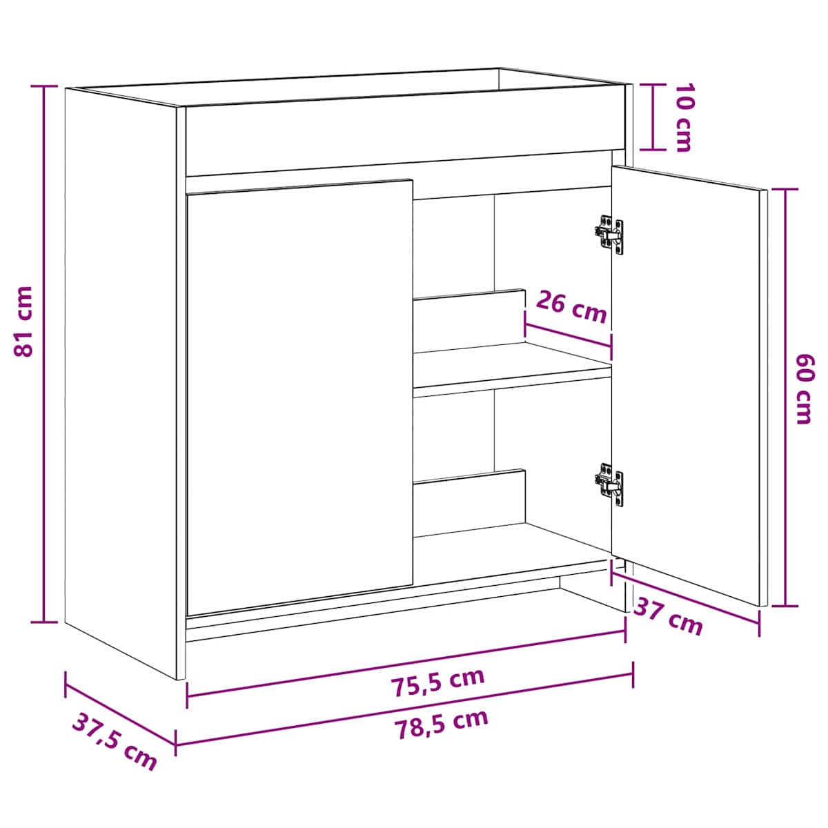 Badeværelse Under Vask Skab Sonoma-eg 78,5 x 37,5 x 81 cm - Billede 8