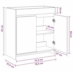 Koupelnová skříňka pod umyvadlo Dub artisan 78,5 x 37,5 x 81 cm - obrázek 6