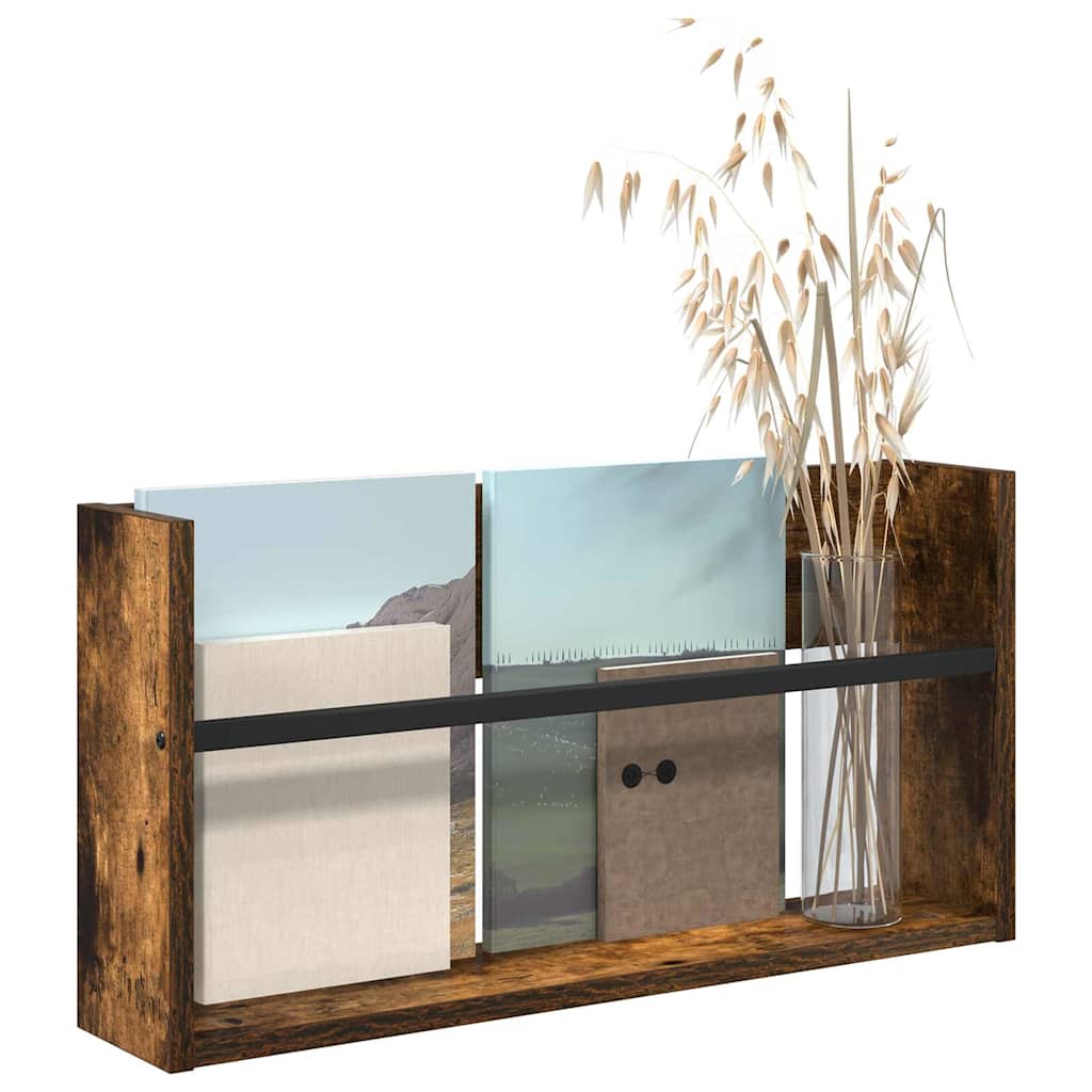 Regal za revije Dimljeni oreh 60 x 12 x 30 cm Konstruiran les - slika 3