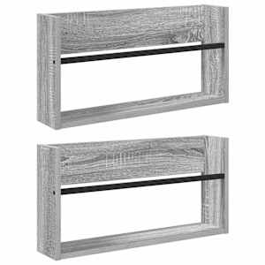 Regál na časopisy s policí 2 pcs Šedá Sonoma 60 x 12 x 30 cm - obrázek 2