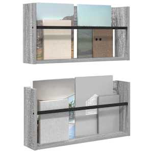 Regál na časopisy s policí 2 pcs Šedá Sonoma 60 x 12 x 30 cm - obrázek 3