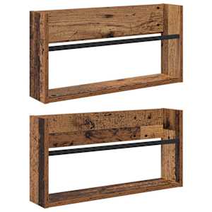 Regál na časopisy s policí 2 pcs Staré dřevo 60 x 12 x 30 cm - obrázek 2