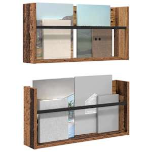 Regál na časopisy s policí 2 pcs Staré dřevo 60 x 12 x 30 cm - obrázek 3