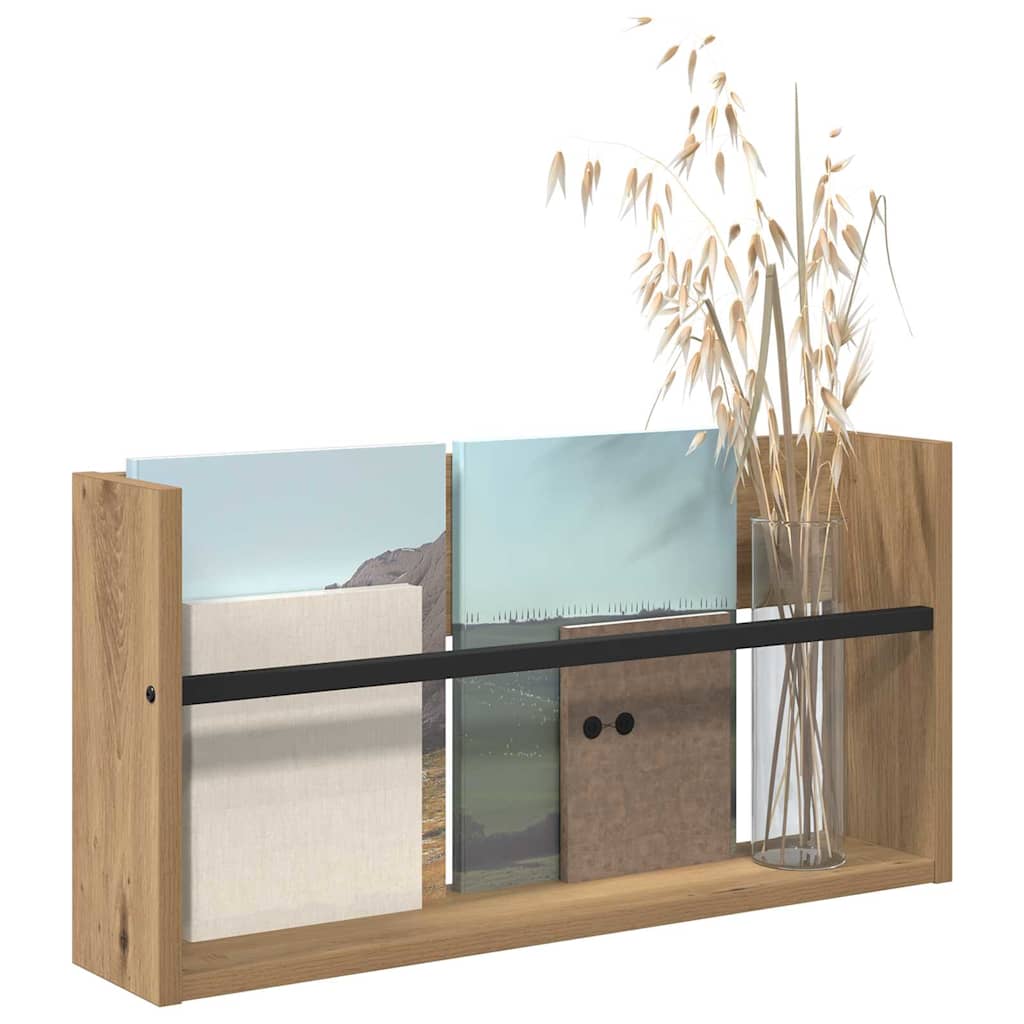 vidaXL Tijdschrift Rek Artisan Eiken 60 x 12 x 30 cm Bewerkt hout