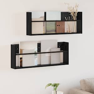 Regal za revije s polico 2 pcs Črna Orehovina 80 x 12 x 30 cm