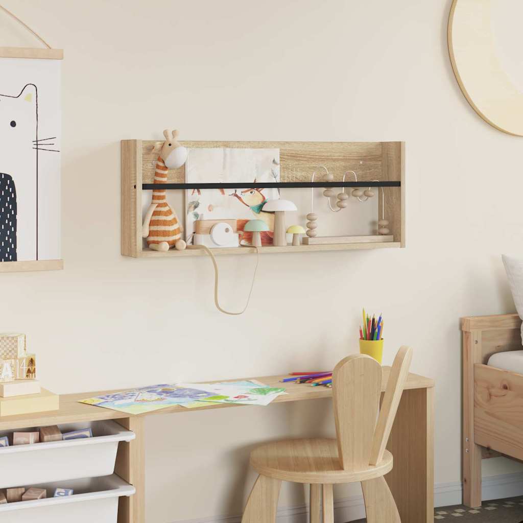 Raft pentru reviste Stejar Sonoma 80 x 12 x 30 cm Lemn compozit [3]