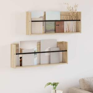 Regal za revije s polico 2 pcs Sonoma hrast 80 x 12 x 30 cm