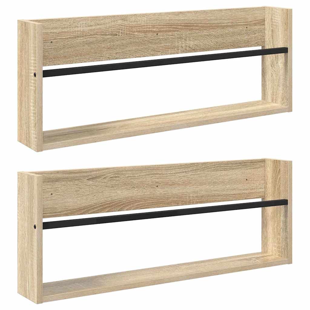 Thumbnail - vidaXL Magazinregal 2 pcs Sonoma-Eiche 80 x 12 x 30 cm Holzwerkstoff