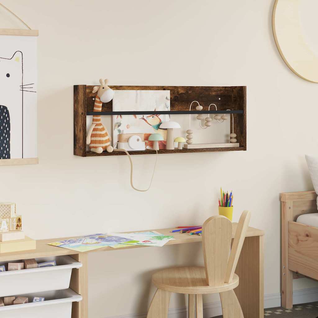 Raft pentru reviste cu raft Stejar fumuriu 80 x 12 x 30 cm [3]