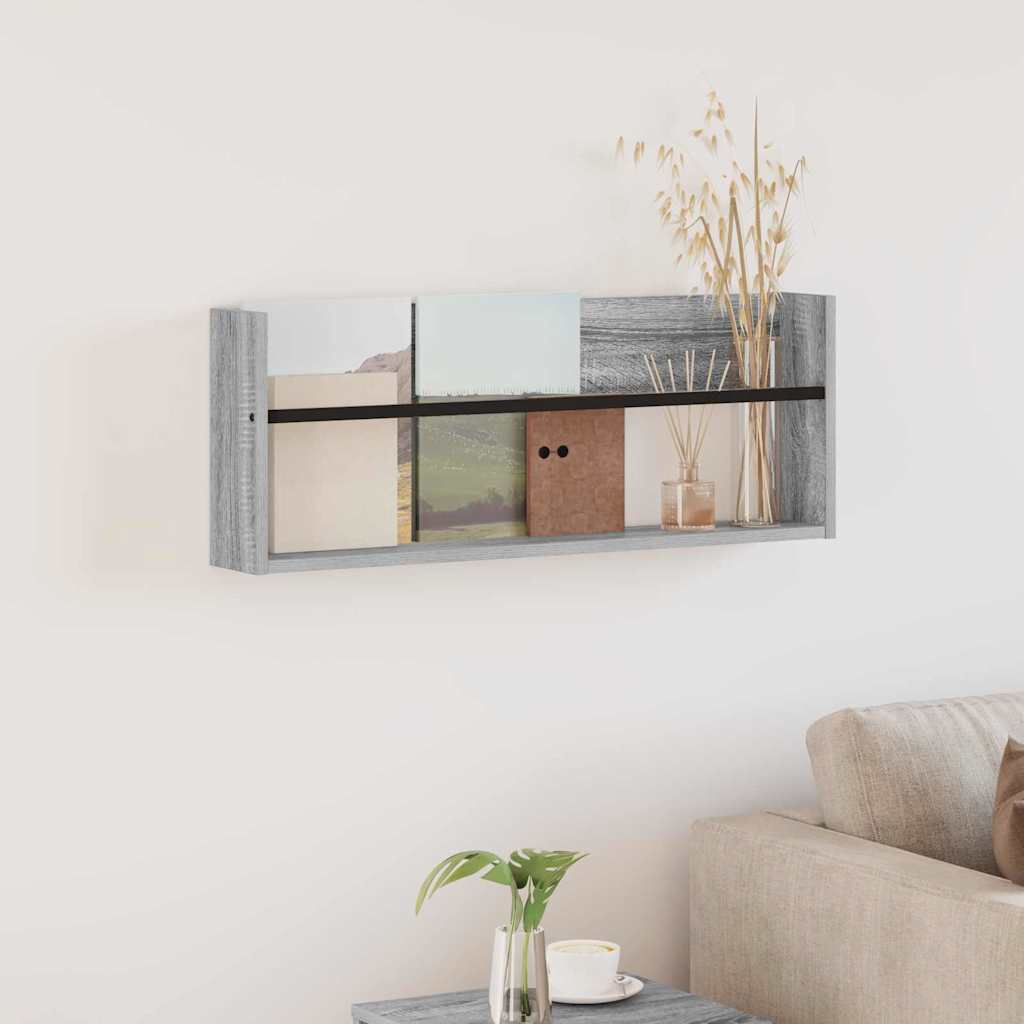 Dulapuri & depozitare - Raft pentru reviste Gri Sonoma 80 x 12 x 30 cm Lemn compozit