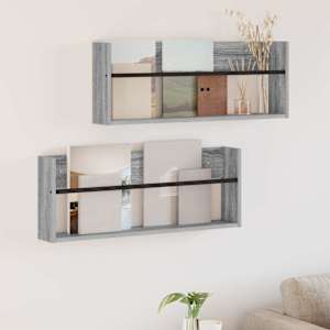 Regál na časopisy s policí 2 pcs Šedá Sonoma 80 x 12 x 30 cm - obrázek 1