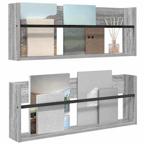Regál na časopisy s policí 2 pcs Šedá Sonoma 80 x 12 x 30 cm - obrázek 3