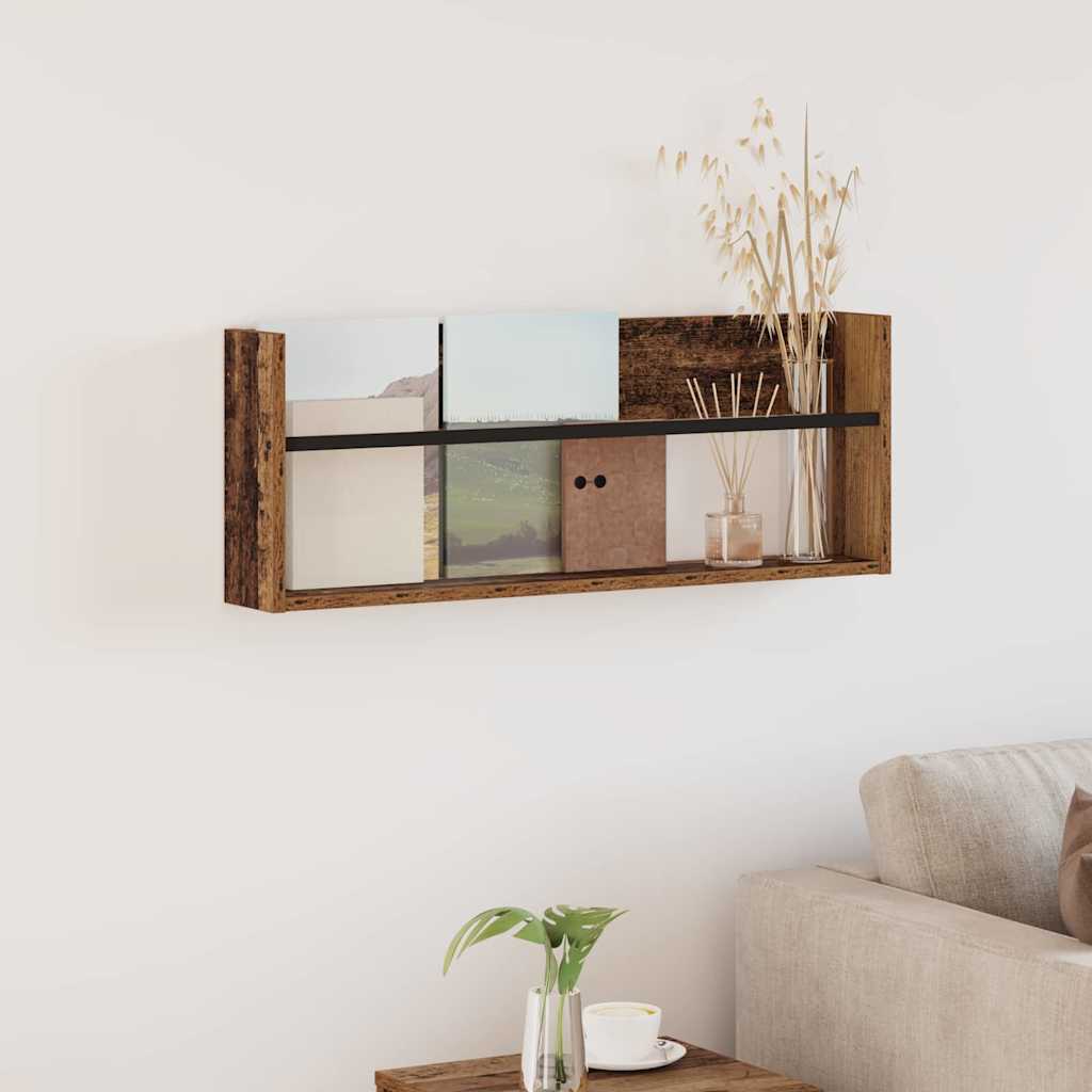 vidaXL Magazinregal mit Regal Altholz 80 x 12 x 30 cm Holzwerkstoff
