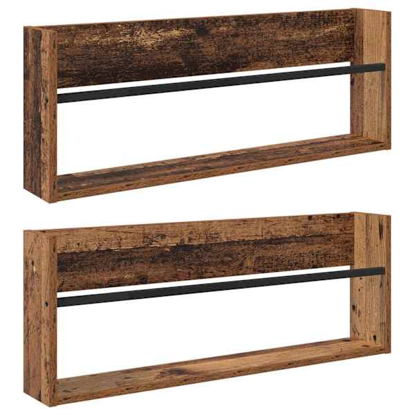 vidaXL Ajakirja riiul 2 tk Vana puit 80 x 12 x 30 cm Tehispuit