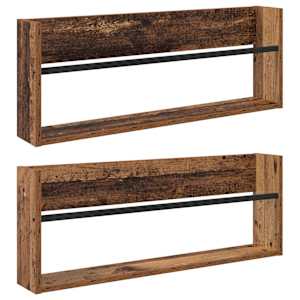 Regál na časopisy s policí 2 pcs Staré dřevo 80 x 12 x 30 cm - obrázek 2