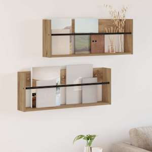 Regál na časopisy s policí 2 ks Artisanový dub 80 x 12 x 30 cm - obrázek 1