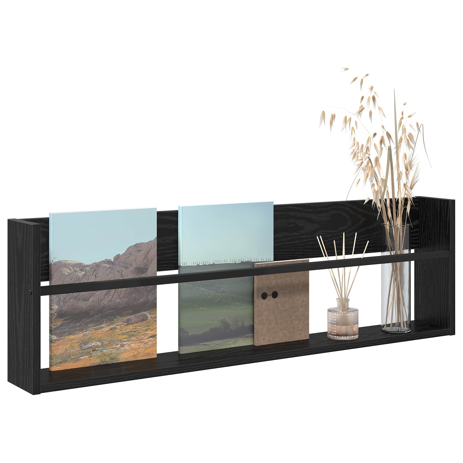 Raft pentru reviste Stejar Negru 100 x 12 x 30 cm Lemn compozit [2]