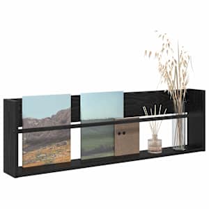 Regál na časopisy Černý dub 100 x 12 x 30 cm kompozitní dřevo - obrázek 3