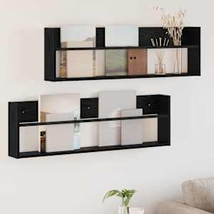 Regál na časopisy s policí 2 pcs Černý dub 100 x 12 x 30 cm - obrázek 1