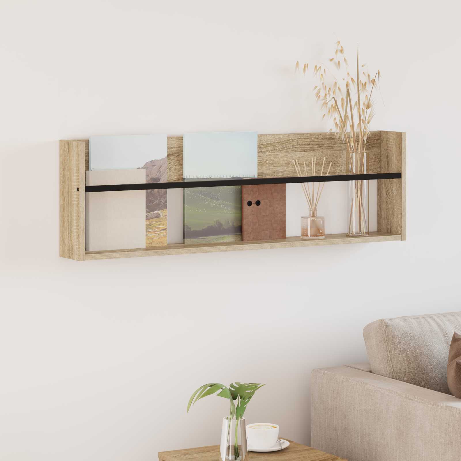 Dulapuri & depozitare - Raft pentru reviste cu raft Stejar Sonoma 100 x 12 x 30 cm