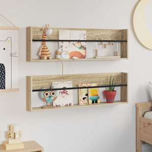 Regál na časopisy s policí 2 pcs Sonoma dub 100 x 12 x 30 cm - obrázek 4